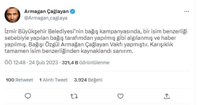 Armağan Çağlayan 'Bir Kira Bir Yuva' kampanyasına 1 milyon TL bağışladığı iddiasını yalanladı: İsim benzerliği