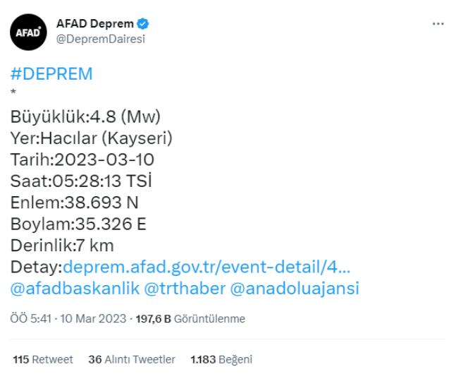 Kayseri 4.8 şiddetindeki depremle sallandı! Vatandaşlar panikle kendilerini sokağa attı